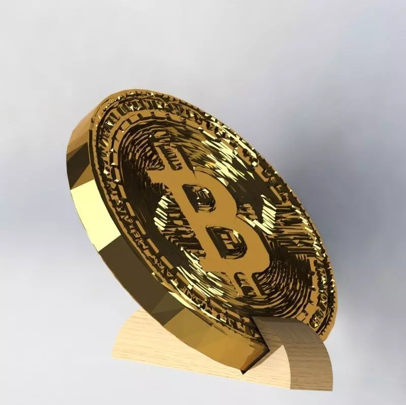 Bitcoin model with stand 3D print model_0