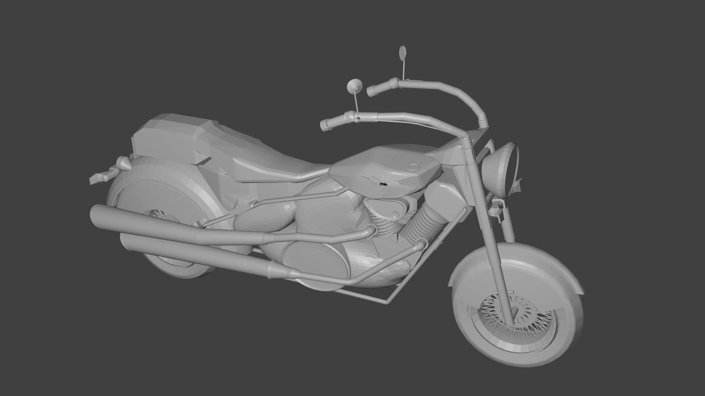 Motocicleta motorcycle Low-poly 3D model_3