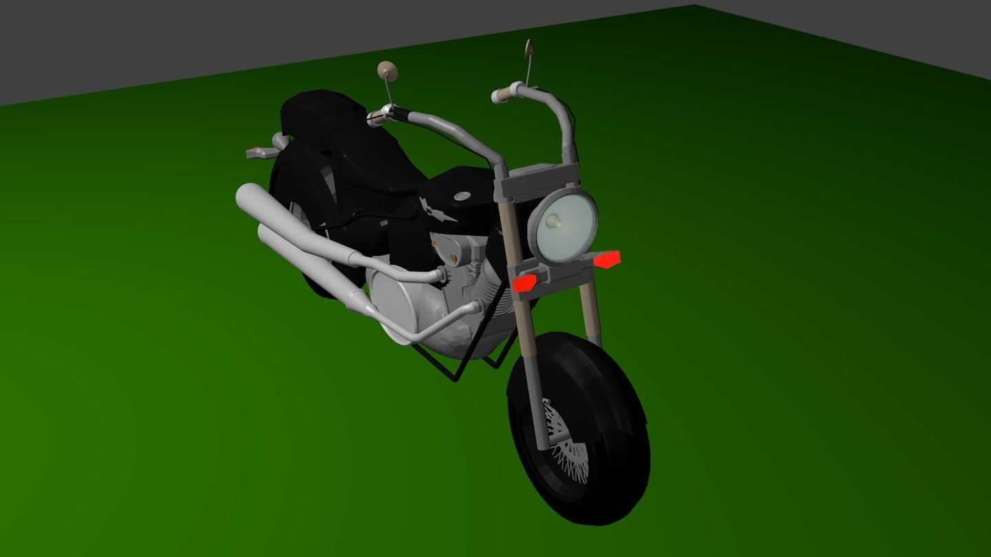Motocicleta motorcycle Low-poly 3D model_1