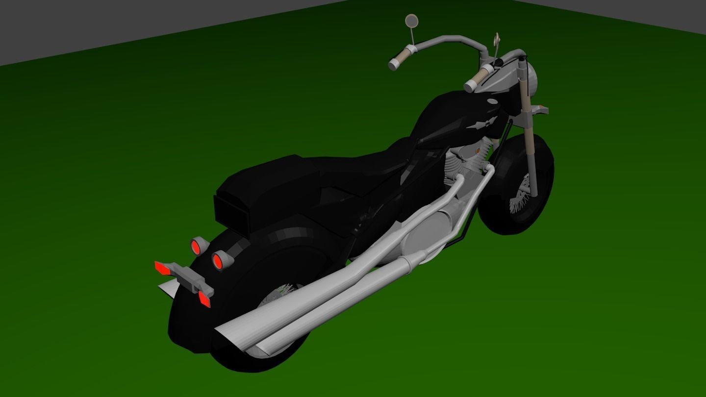 Motocicleta motorcycle Low-poly 3D model_2
