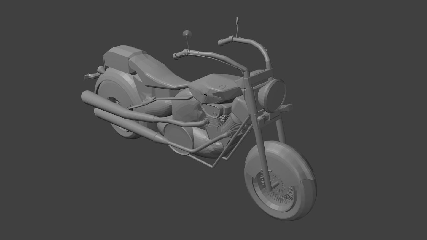 Motocicleta motorcycle Low-poly 3D model_6