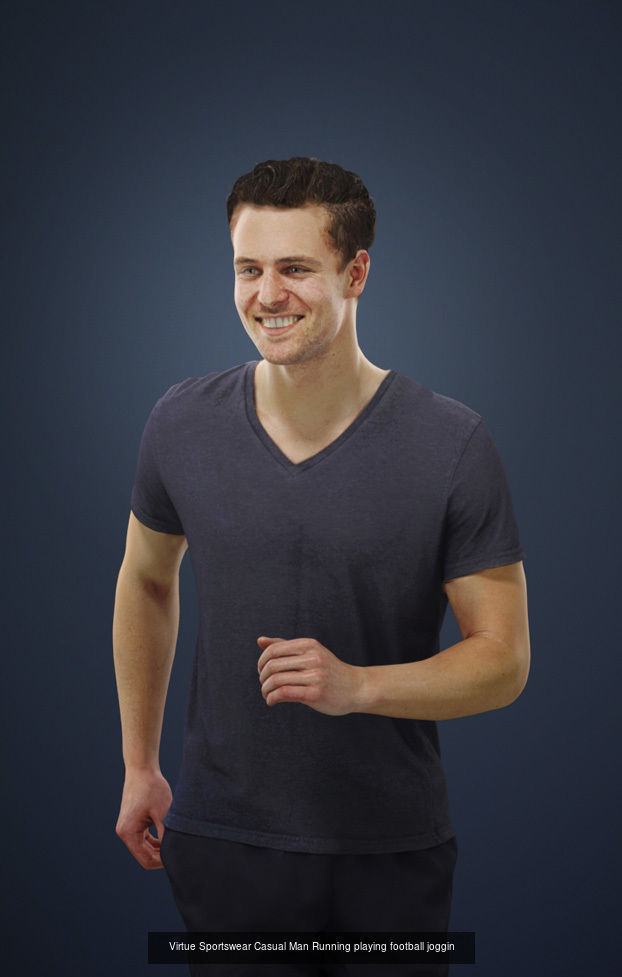 3d crowds and Virtue football Foreground sports Man Running 3D Model Collection_1