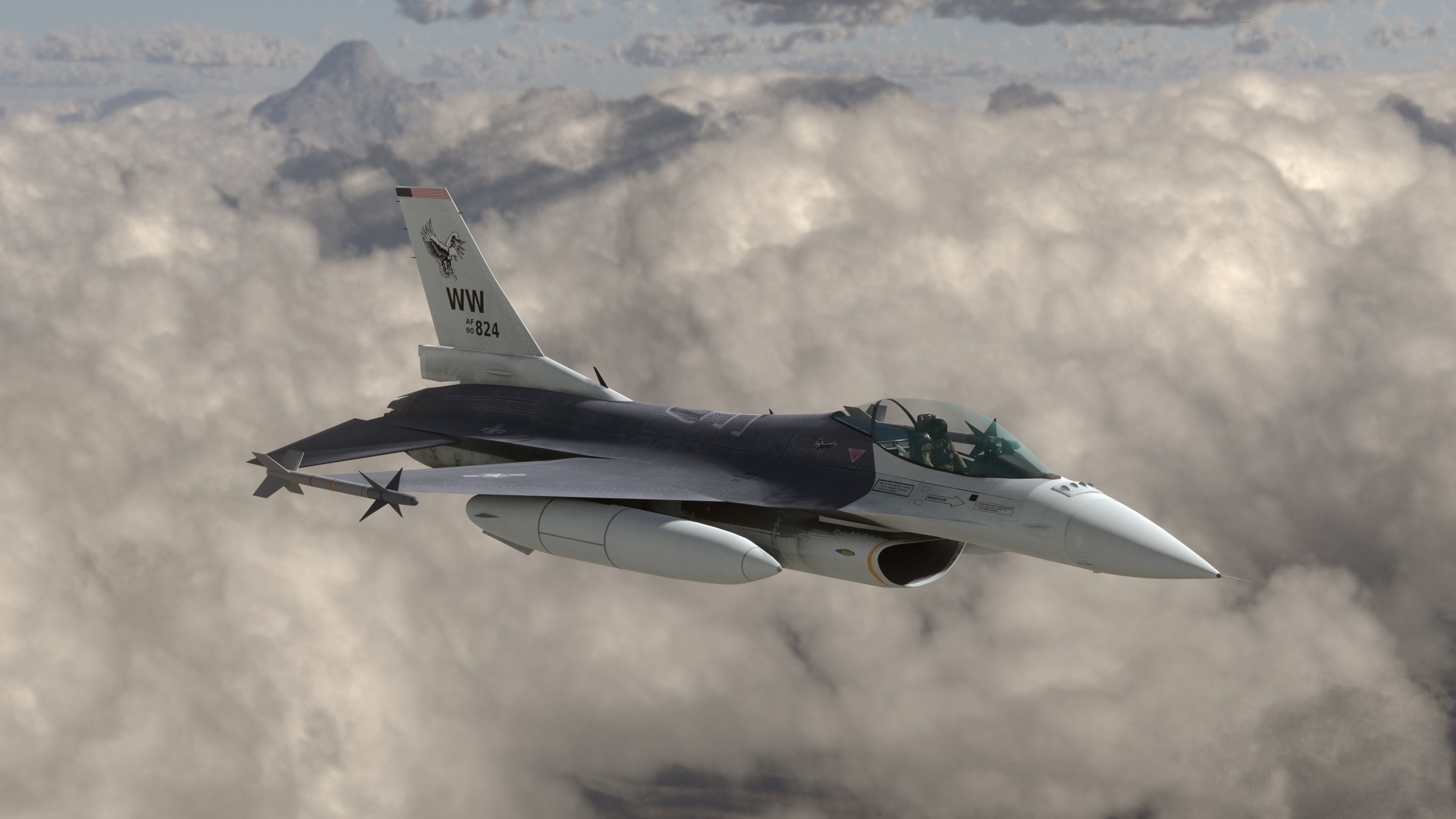 F16C USA Low-poly 3D model_2