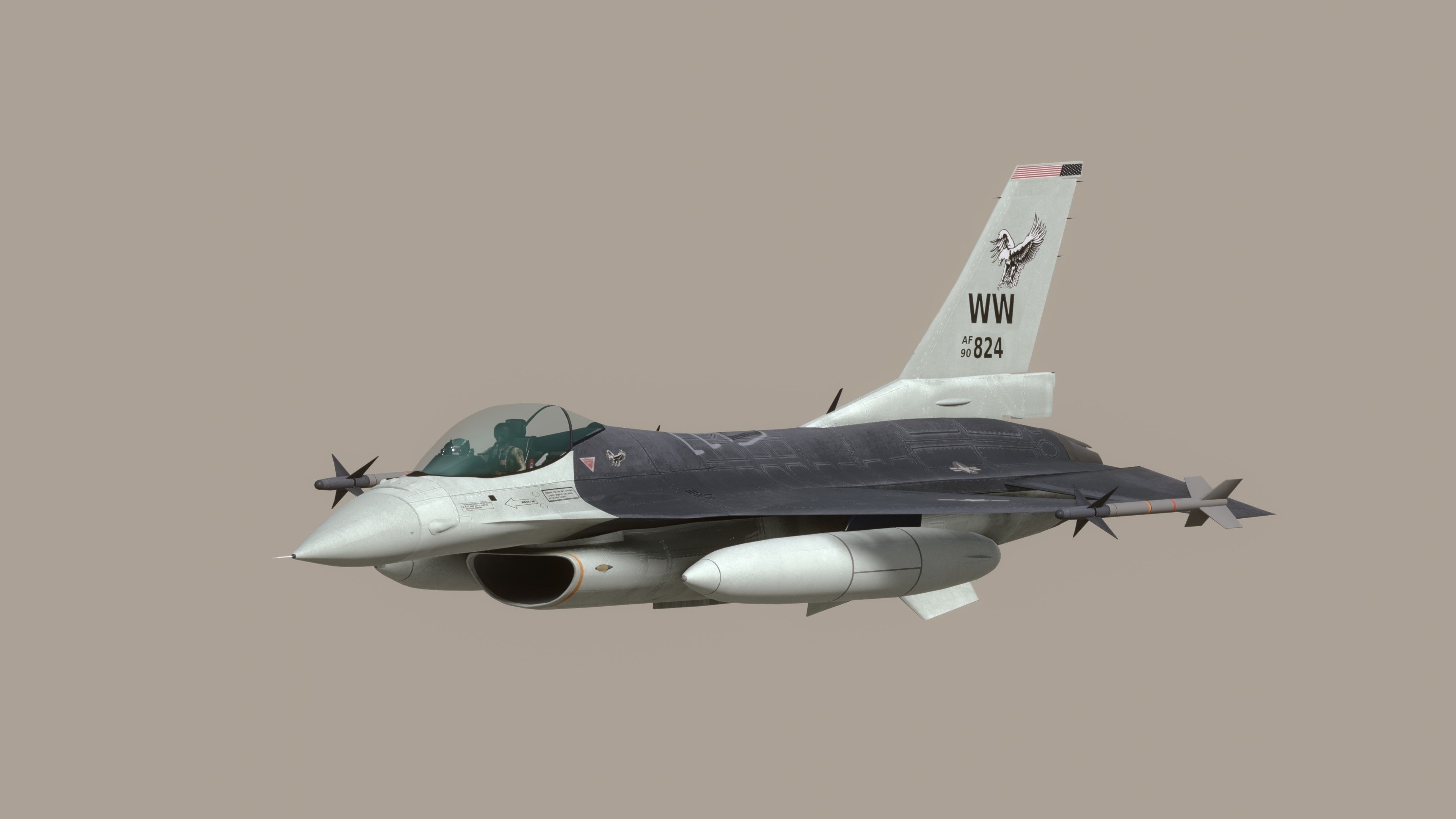 F16C USA Low-poly 3D model_8