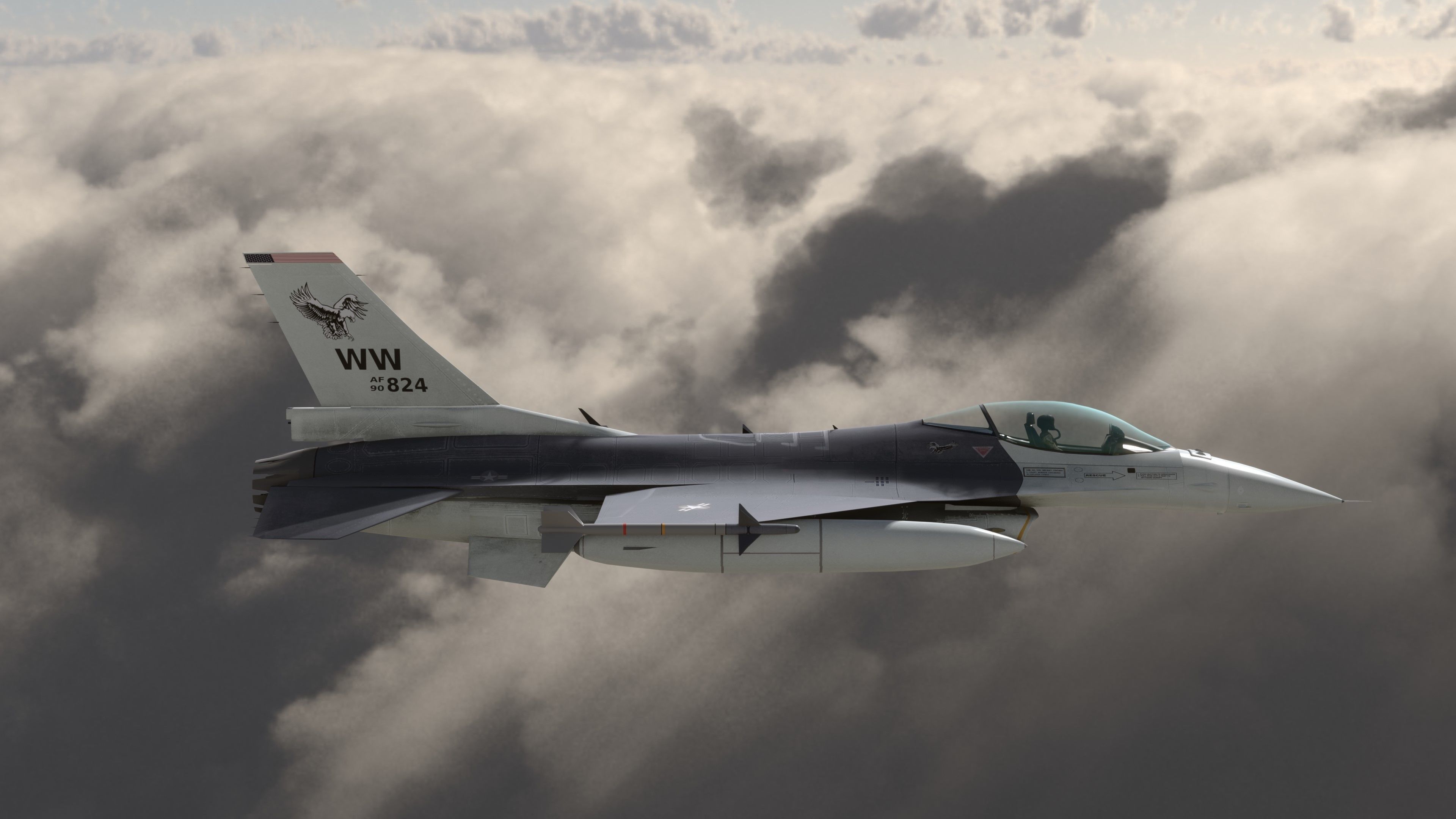 F16C USA Low-poly 3D model_3