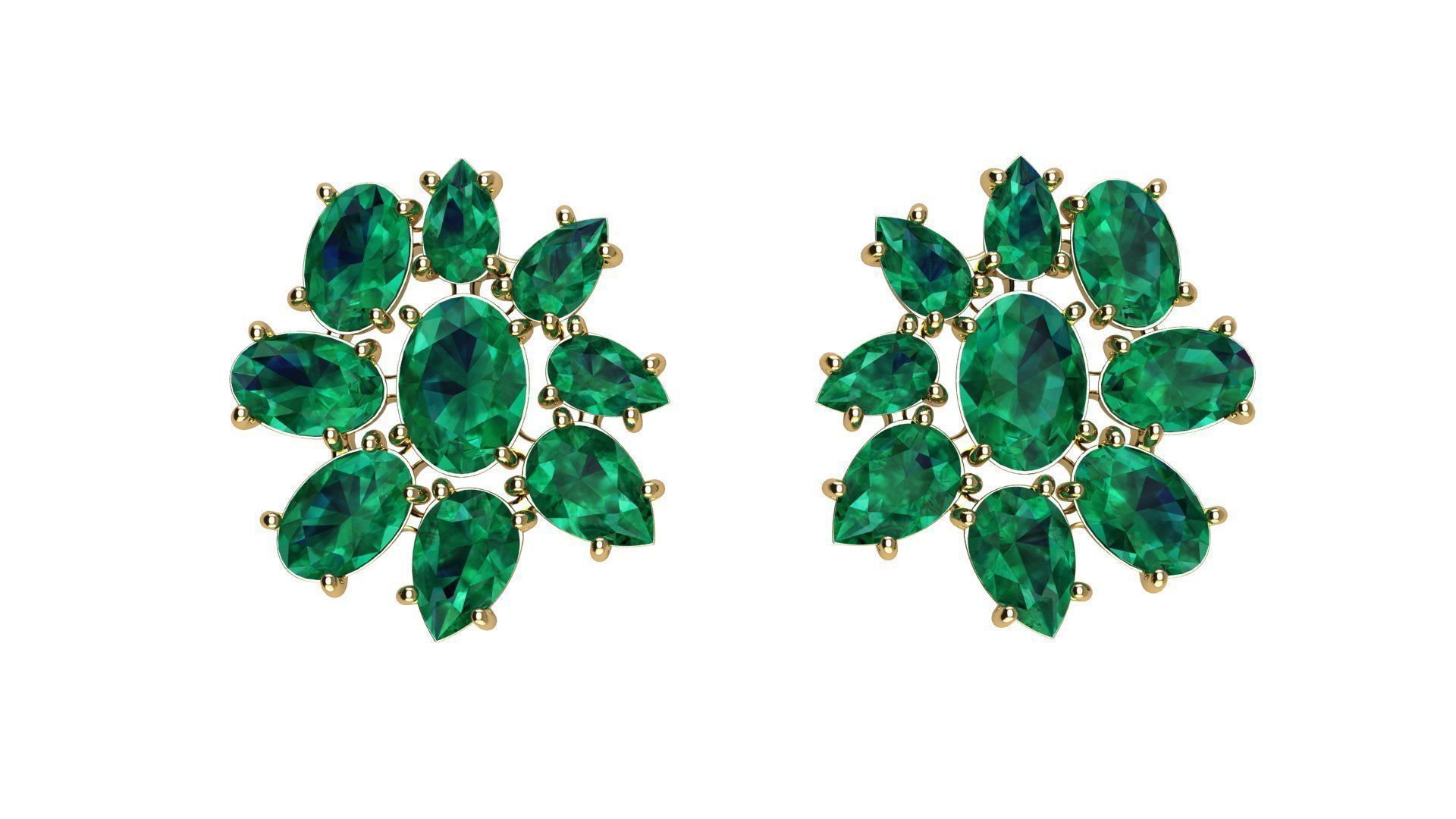 Oval and Pear Gems Earrings 3D print model_2