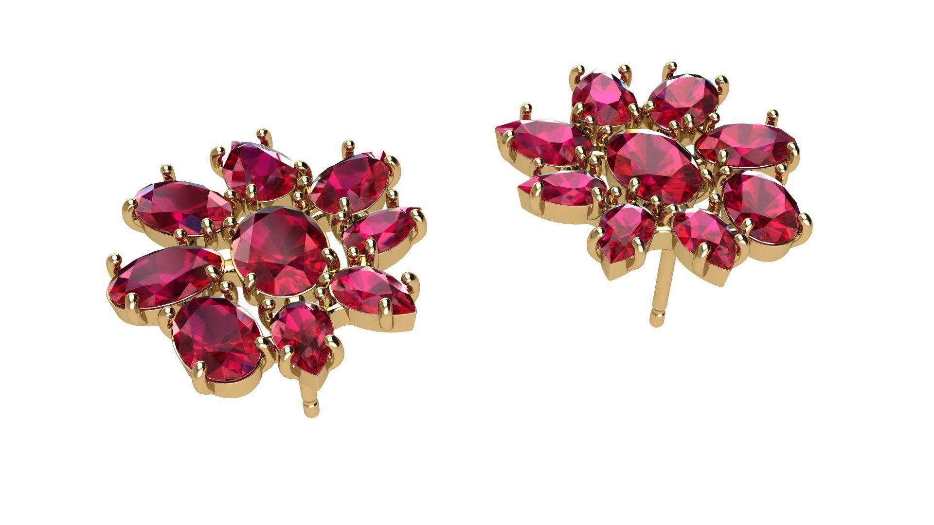 Oval and Pear Gems Earrings 3D print model_3