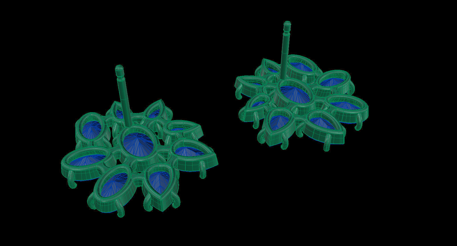 Oval and Pear Gems Earrings 3D print model_9