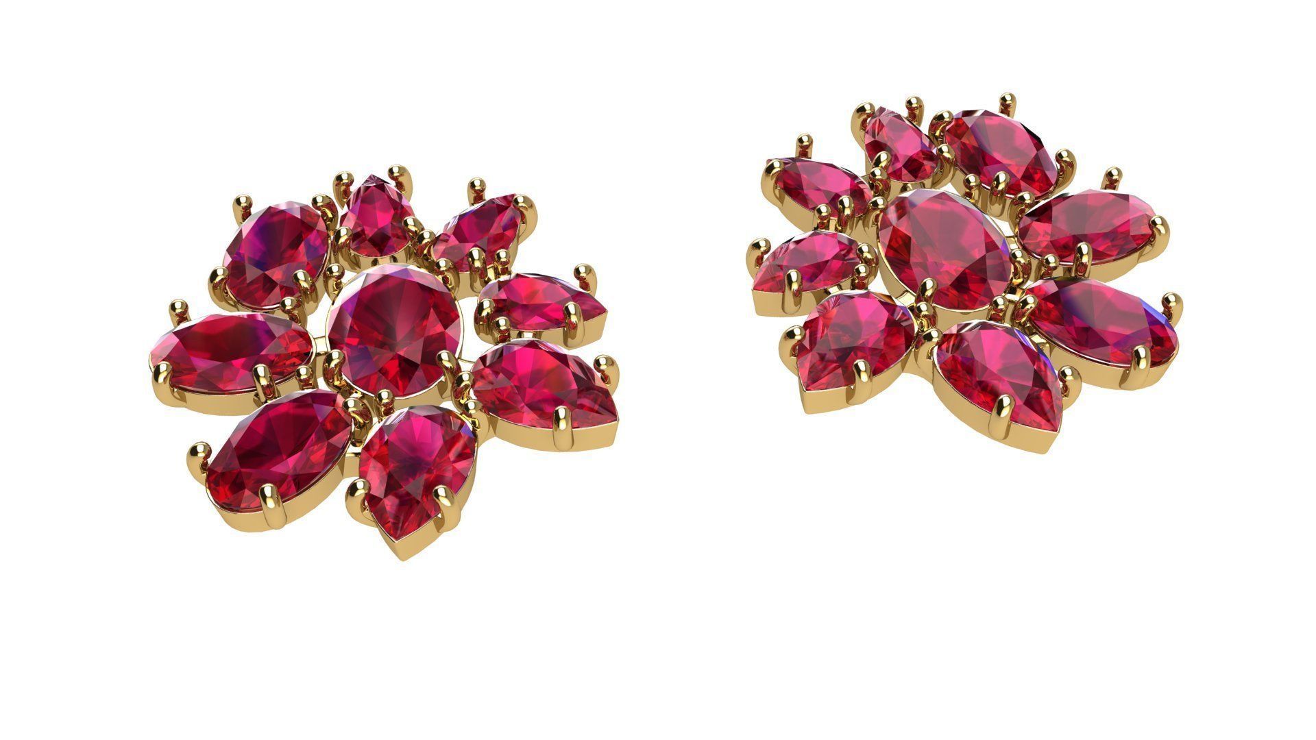 Oval and Pear Gems Earrings 3D print model_4