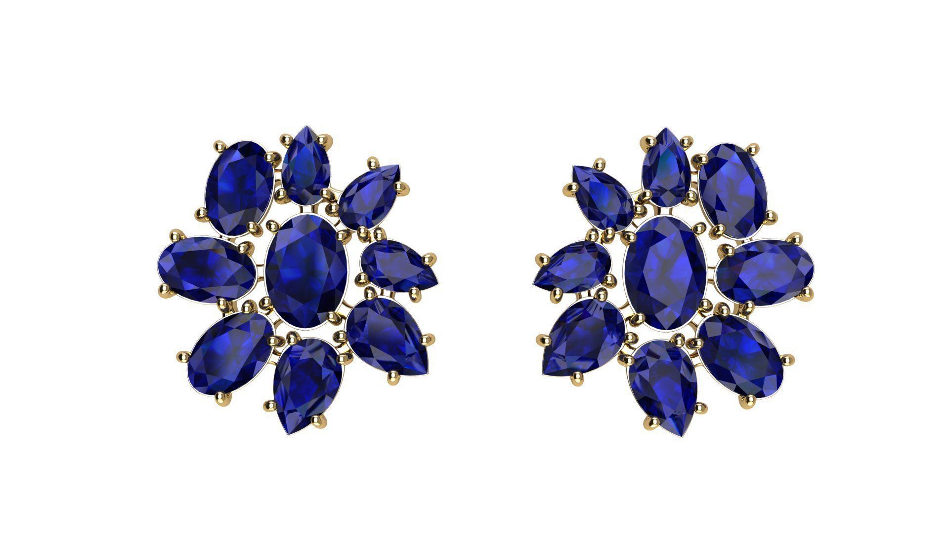 Oval and Pear Gems Earrings 3D print model_5