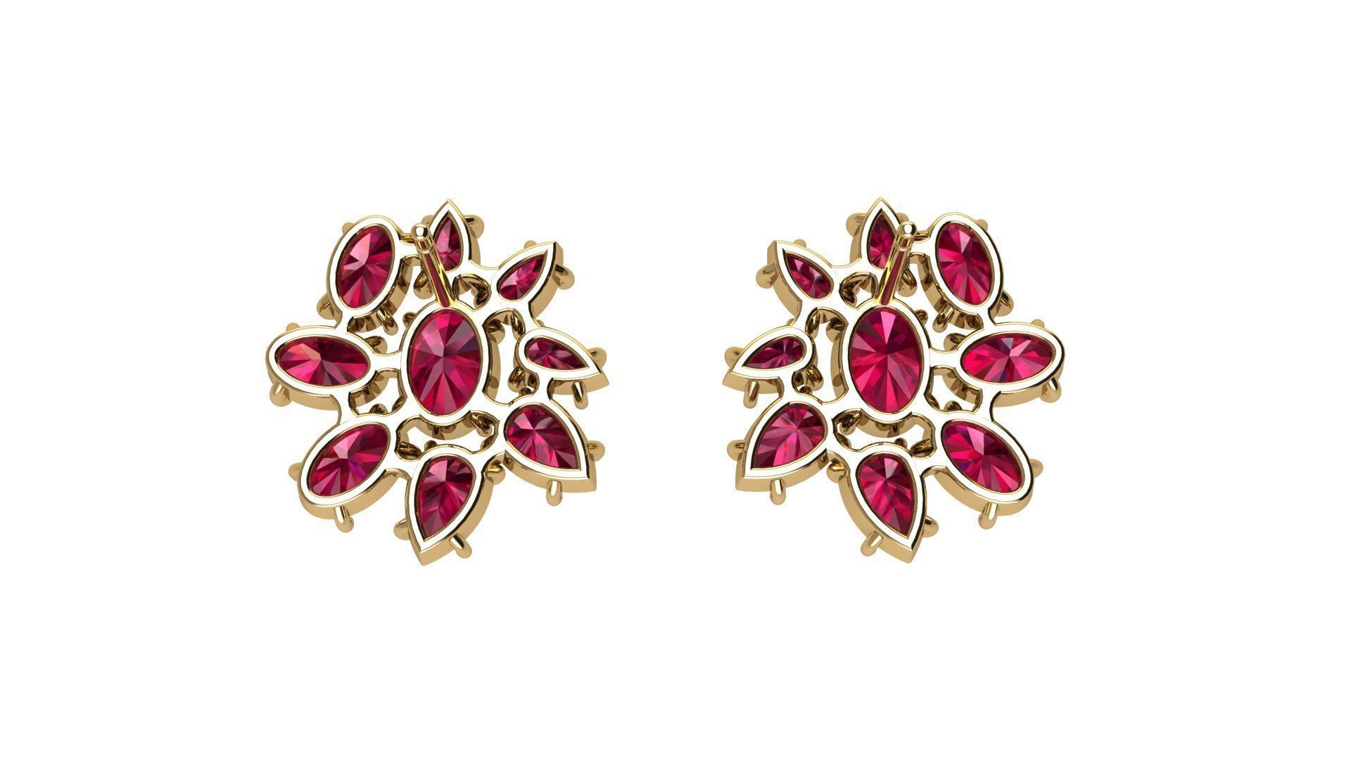 Oval and Pear Gems Earrings 3D print model_6