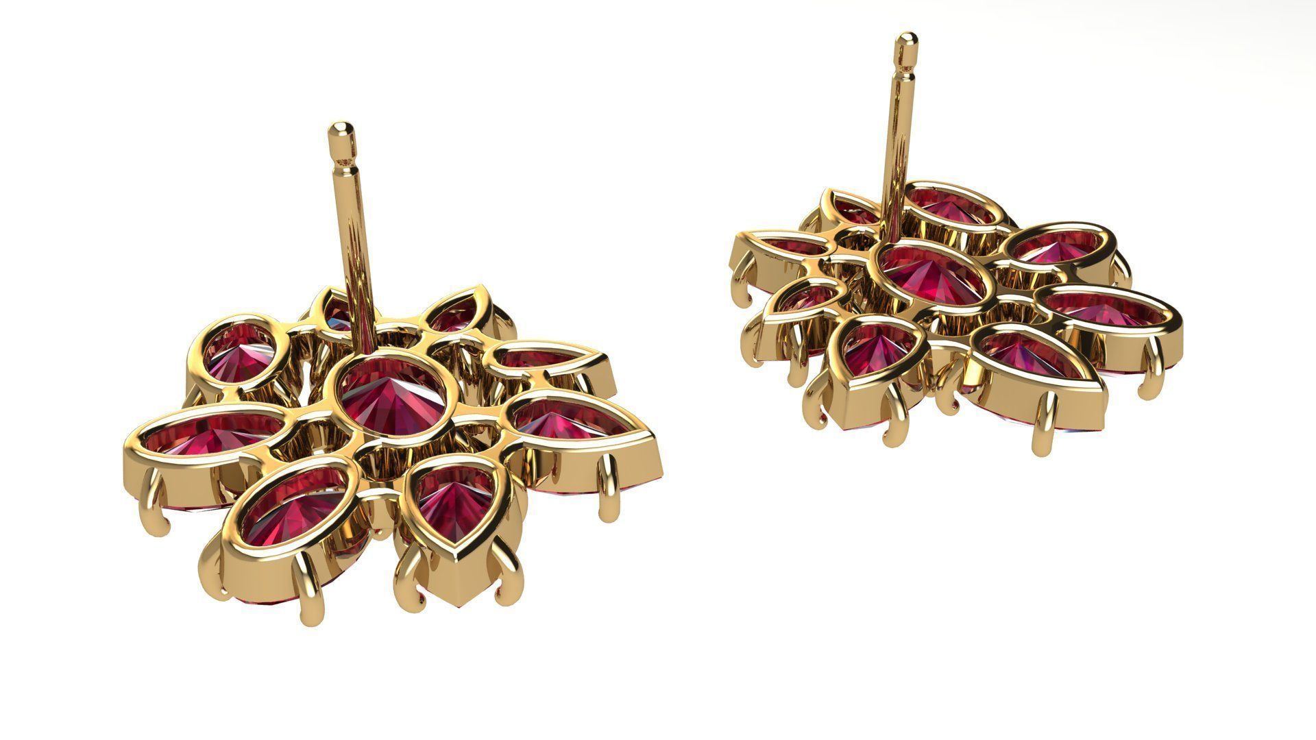 Oval and Pear Gems Earrings 3D print model_7