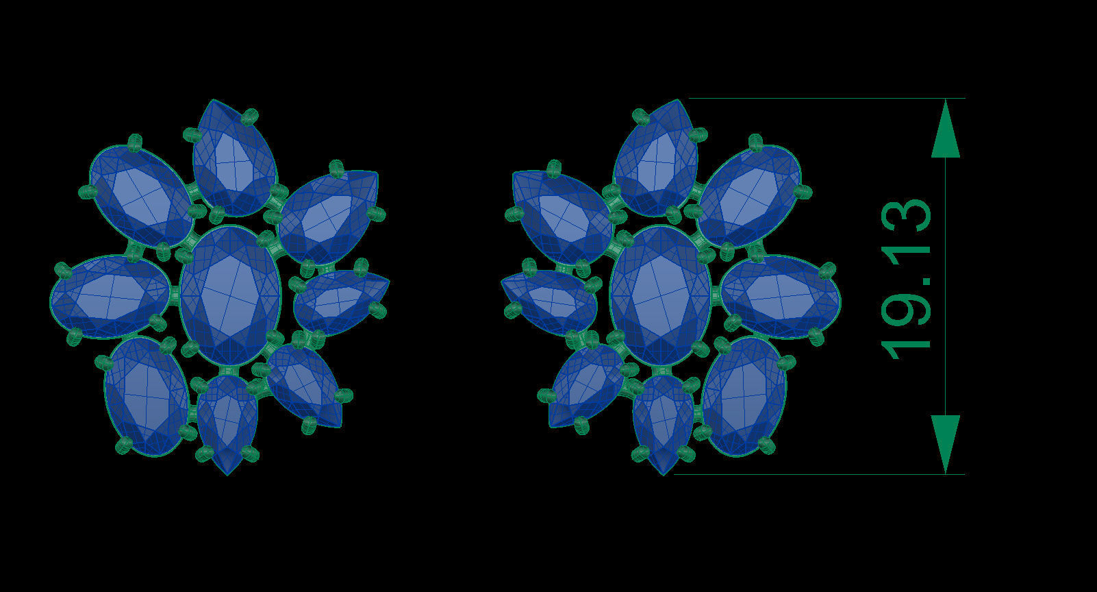 Oval and Pear Gems Earrings 3D print model_8