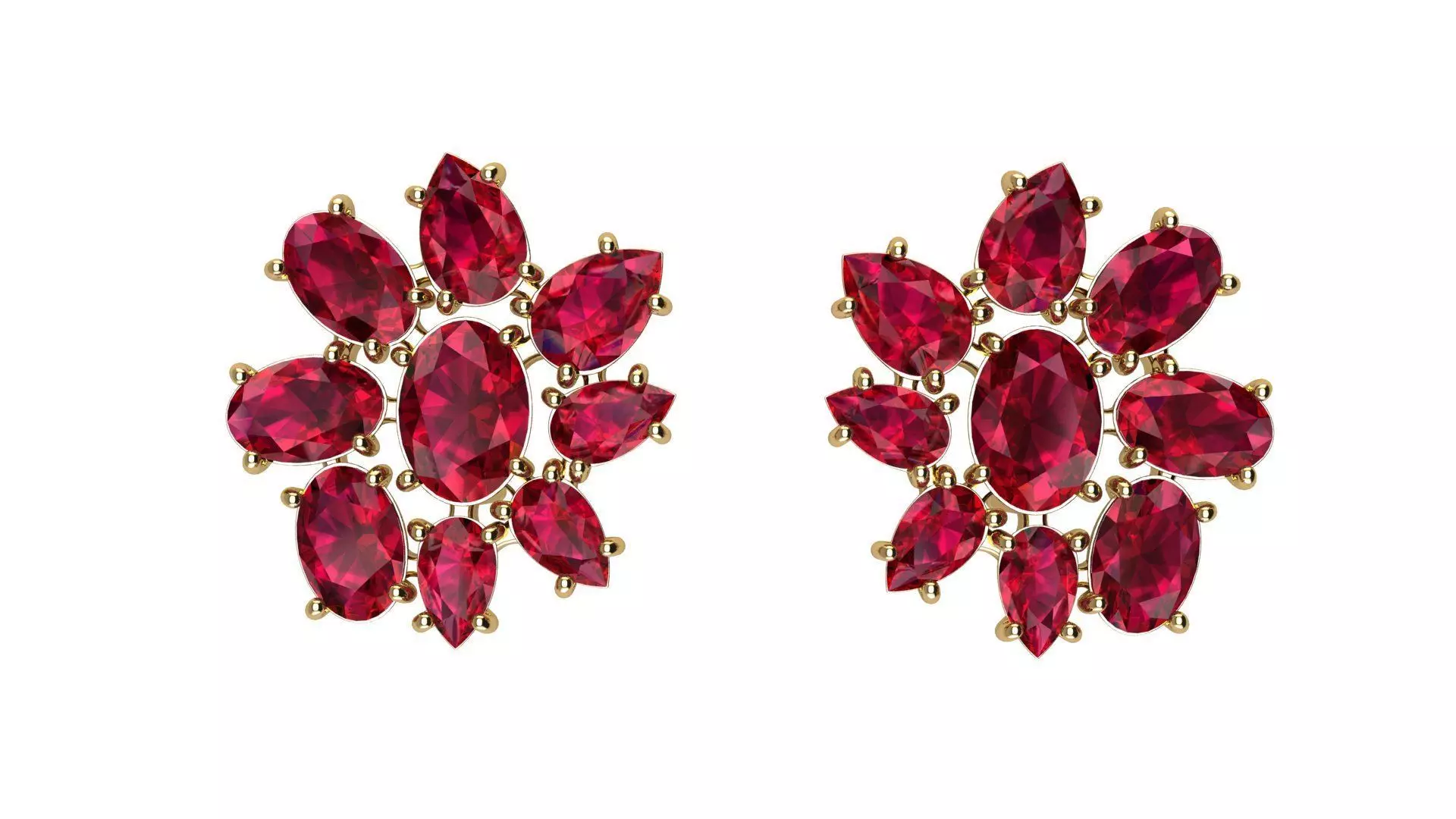 Oval and Pear Gems Earrings 3D print model_0