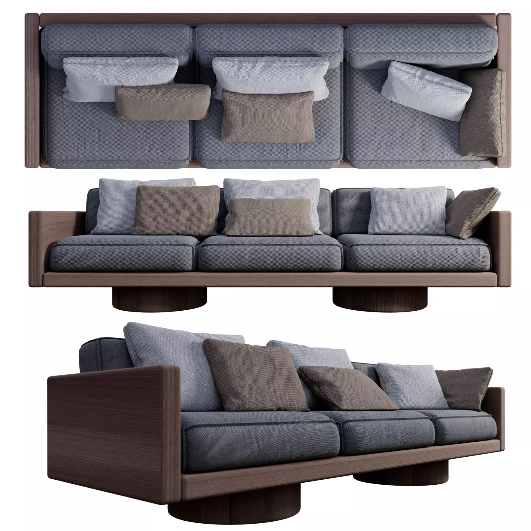 Sofa B with two legs Free 3D model