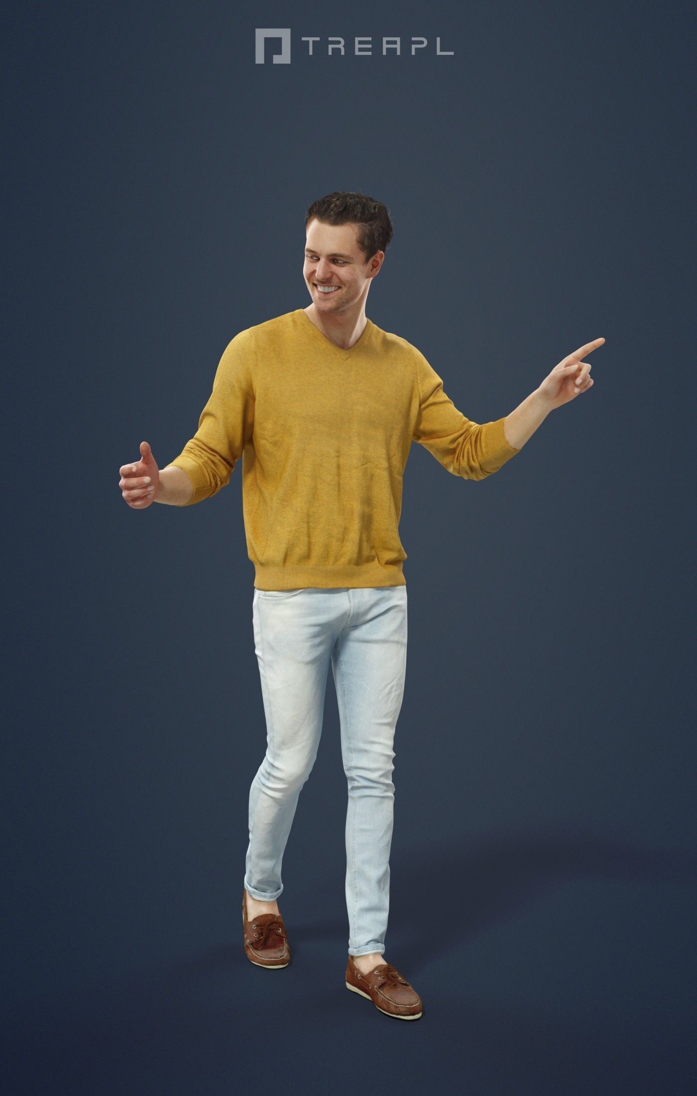 3d crowds and Virtue Foreground Jeans Casual Man Walking 3D Model Collection_20