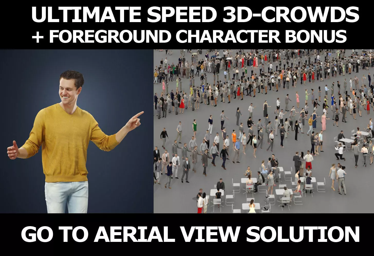 3d crowds and Virtue Foreground Jeans Casual Man Walking 3D Model Collection_0