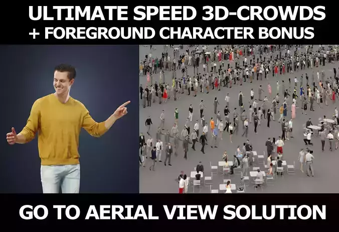 3d crowds and Virtue Foreground Jeans Casual Man Walking 3D Model Collection
