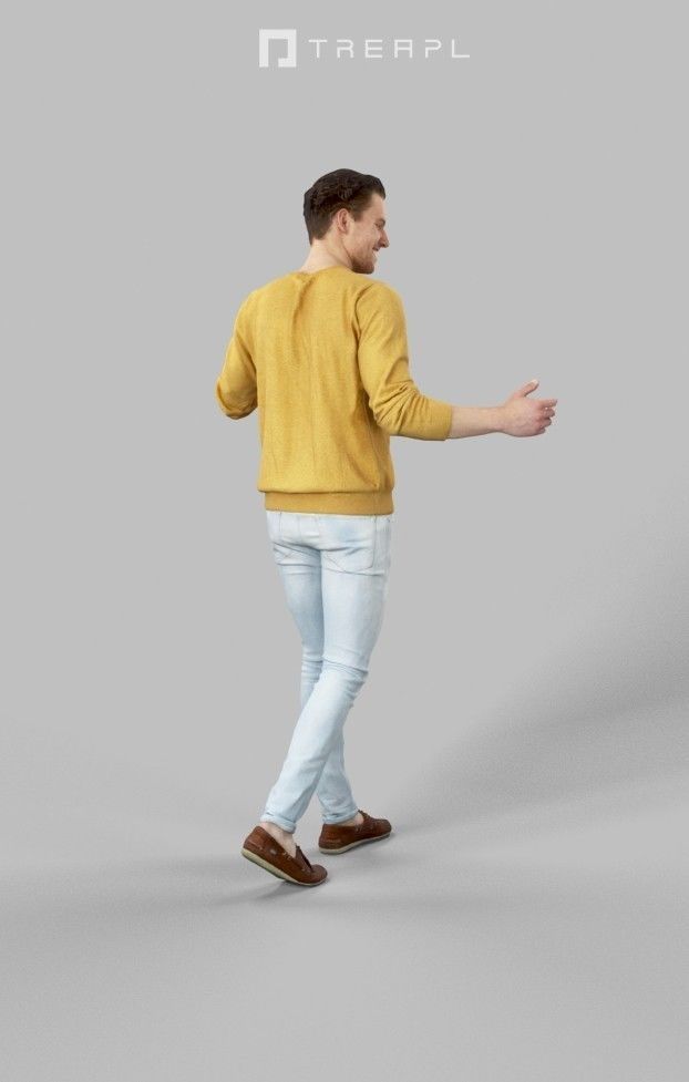 3d crowds and Virtue Foreground Jeans Casual Man Walking 3D Model Collection_14