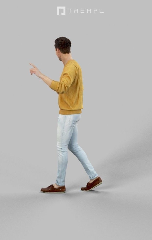 3d crowds and Virtue Foreground Jeans Casual Man Walking 3D Model Collection_13