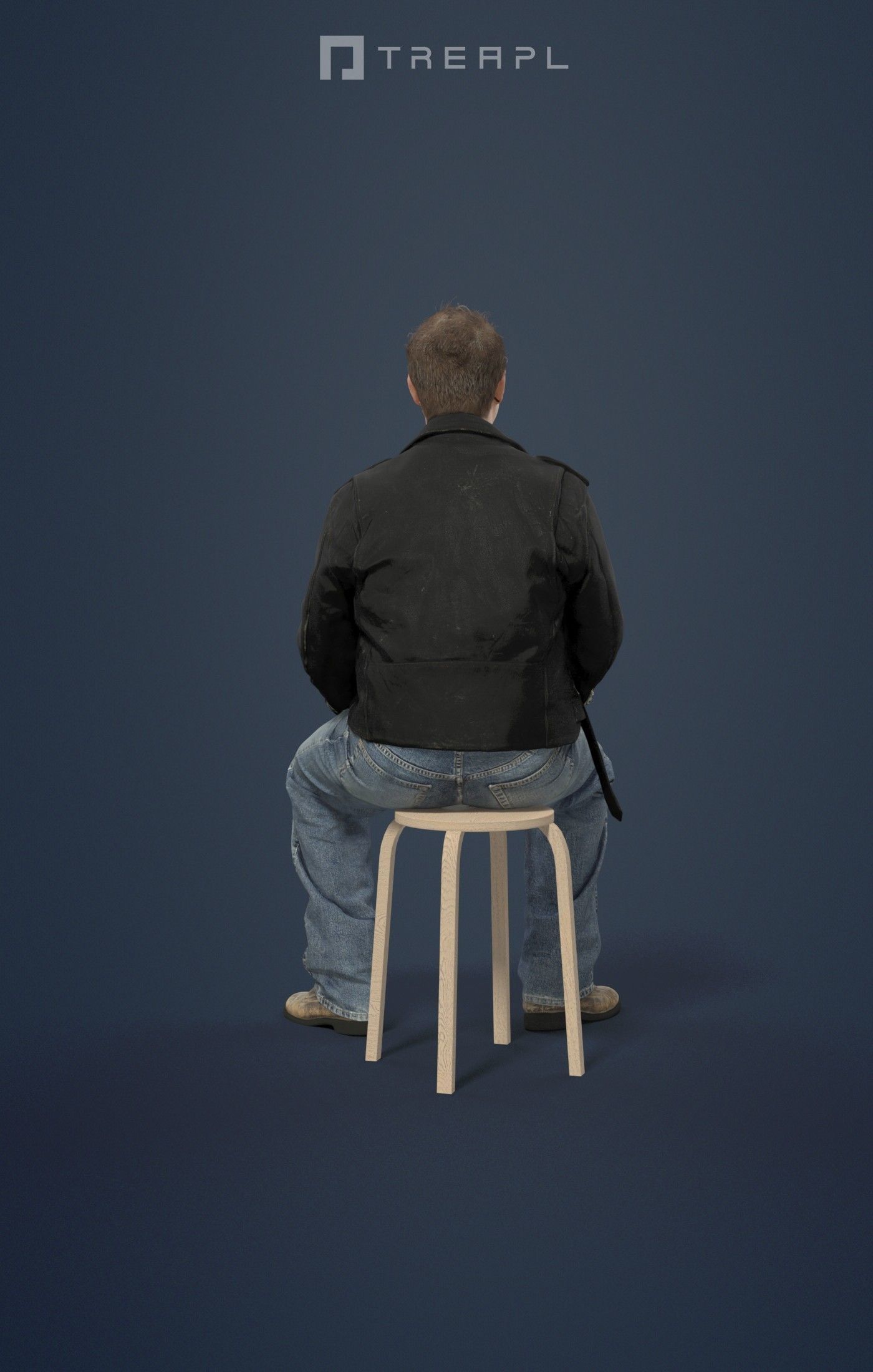 3d crowds and Victory Punk Rocker foreground Sitting Man 3D Model Collection_21