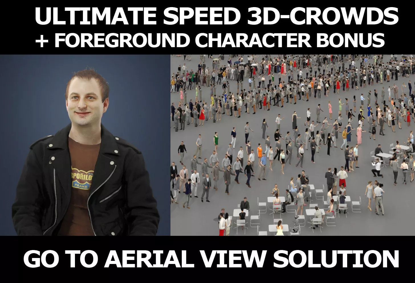 3d crowds and Victory Punk Rocker foreground Sitting Man 3D Model Collection_0