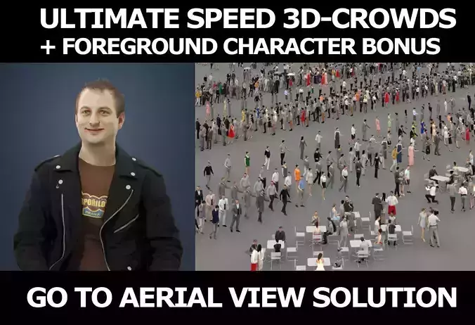 3d crowds and Victory Punk Rocker foreground Sitting Man 3D Model Collection