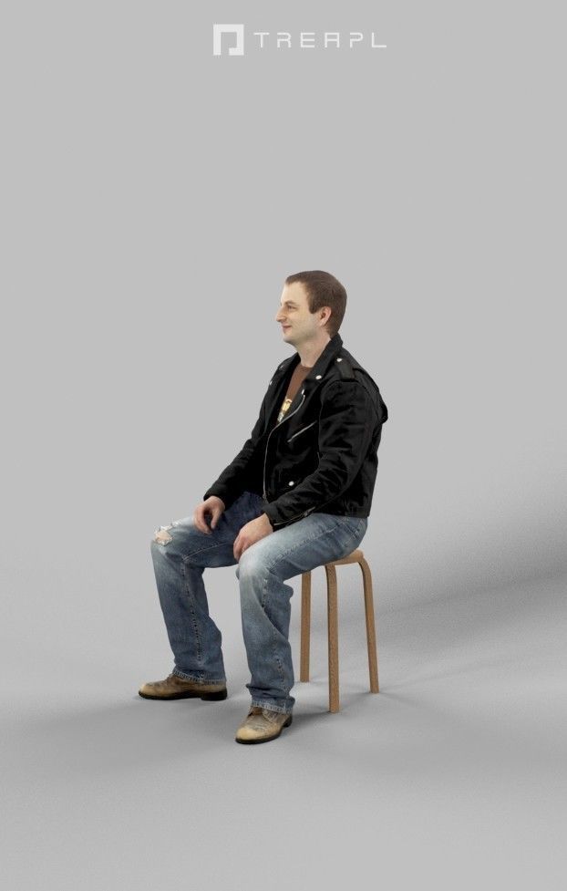 3d crowds and Victory Punk Rocker foreground Sitting Man 3D Model Collection_15