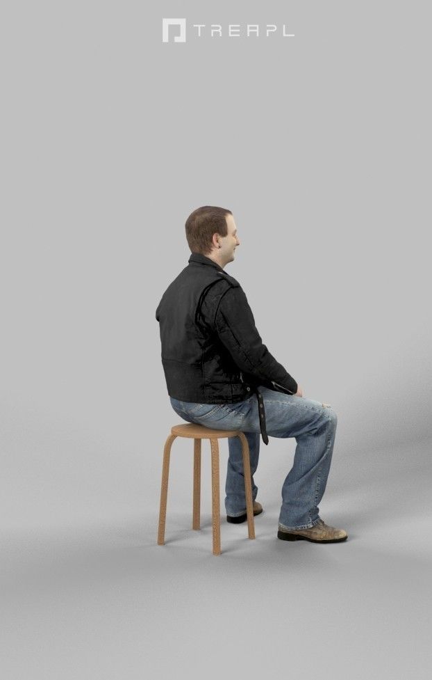 3d crowds and Victory Punk Rocker foreground Sitting Man 3D Model Collection_13