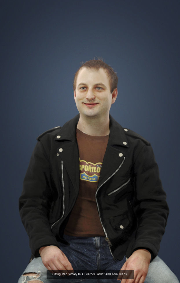 3d crowds and Victory Punk Rocker foreground Sitting Man 3D Model Collection_1