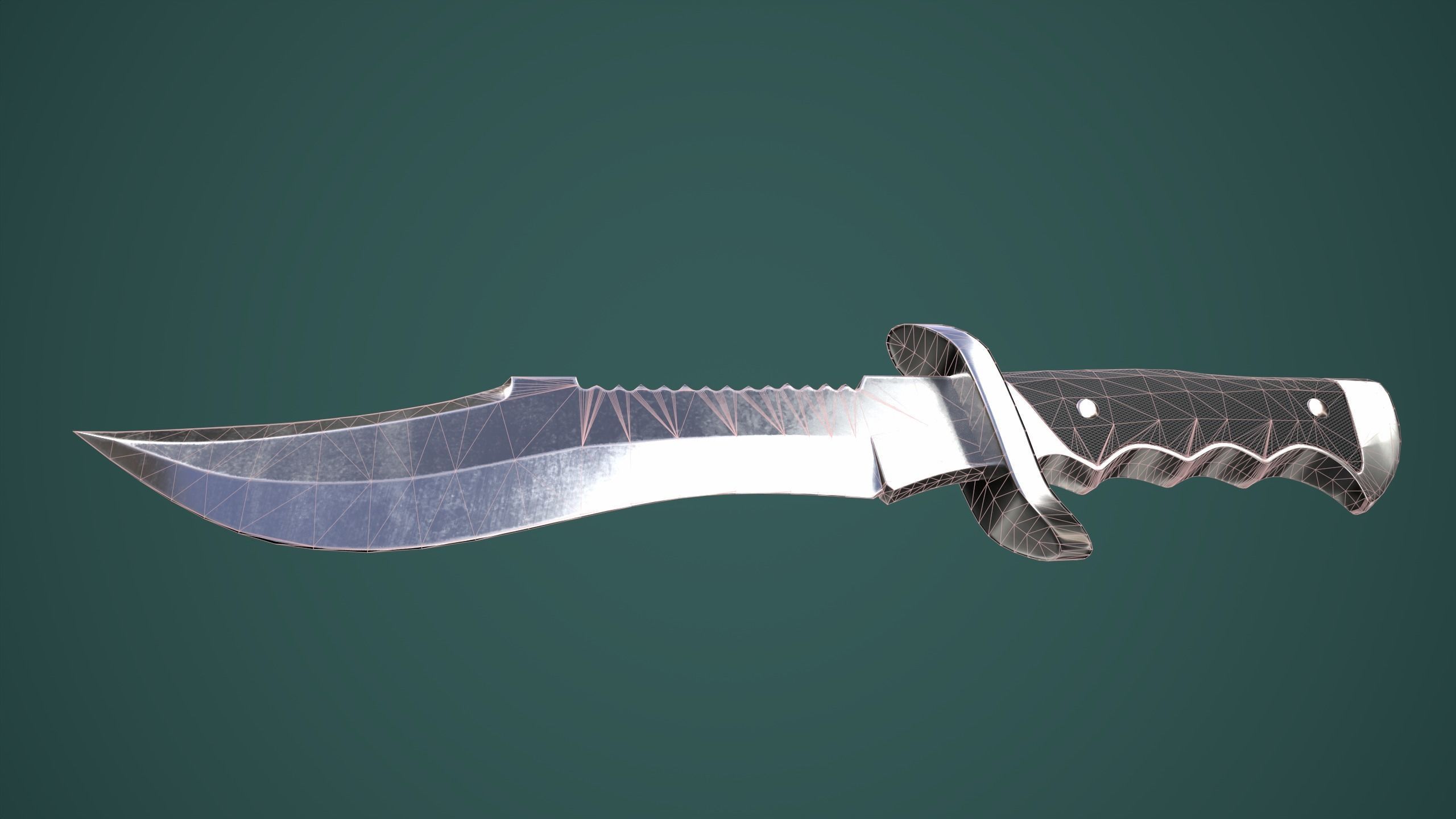Hunting Knife Low-poly 3D model_7