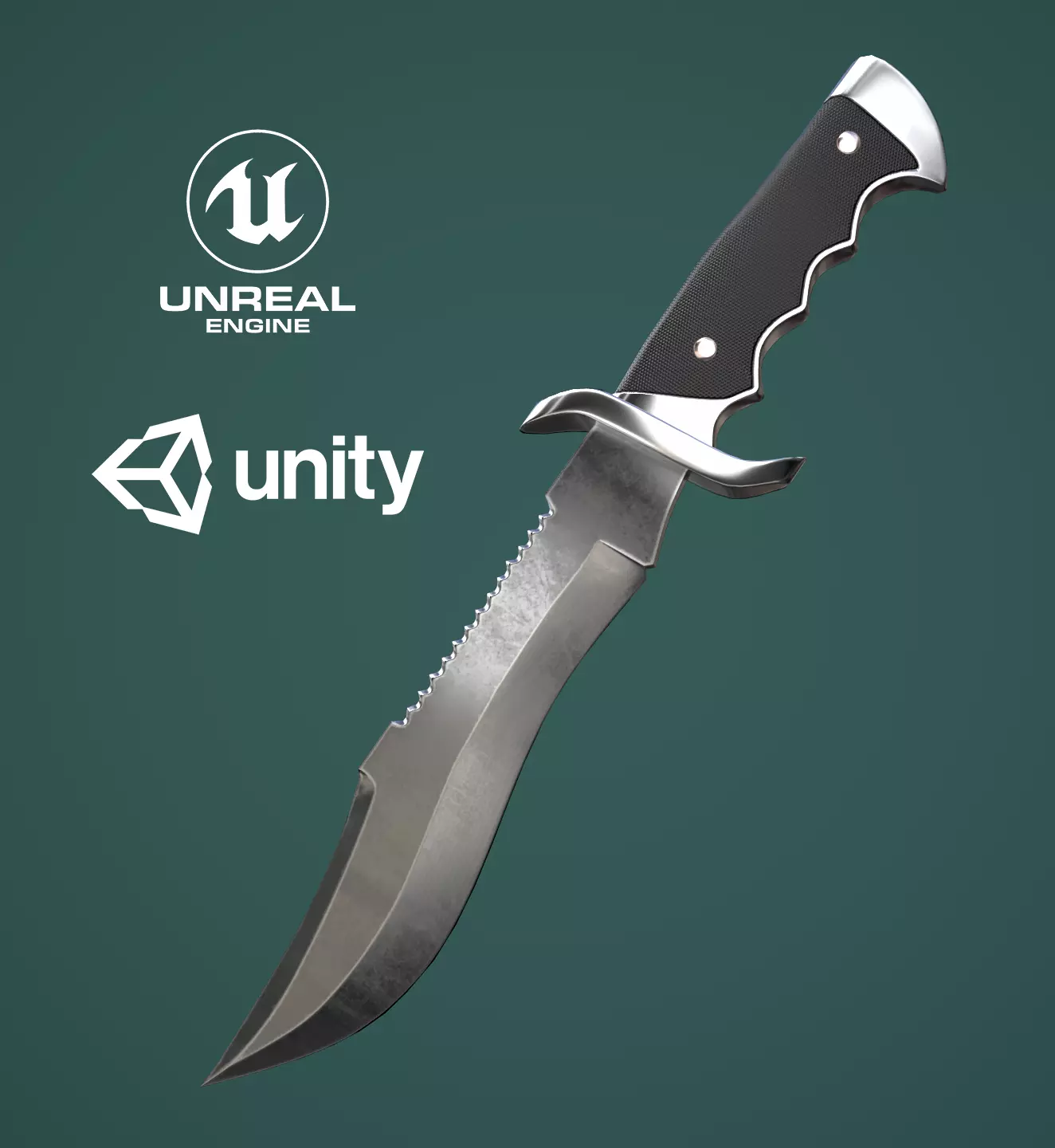 Hunting Knife Low-poly 3D model_0