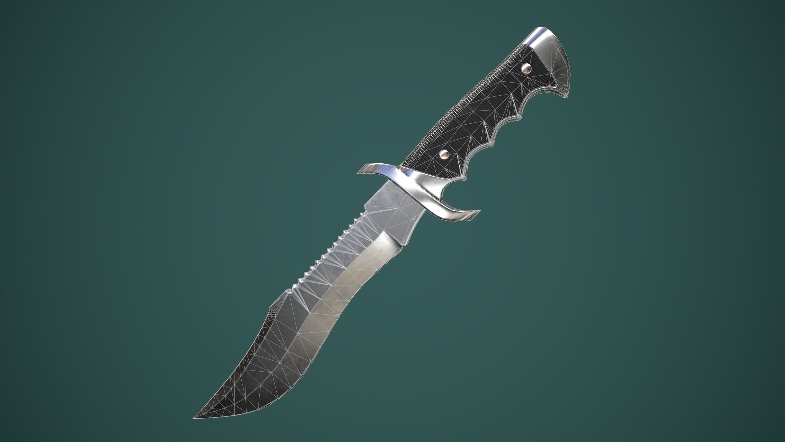 Hunting Knife Low-poly 3D model_3