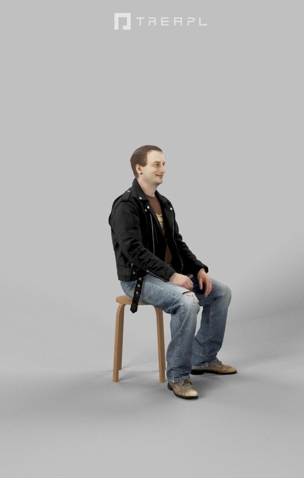 3d crowds and Victory Punk Rocker midground Sitting Man 3D Model Collection_15
