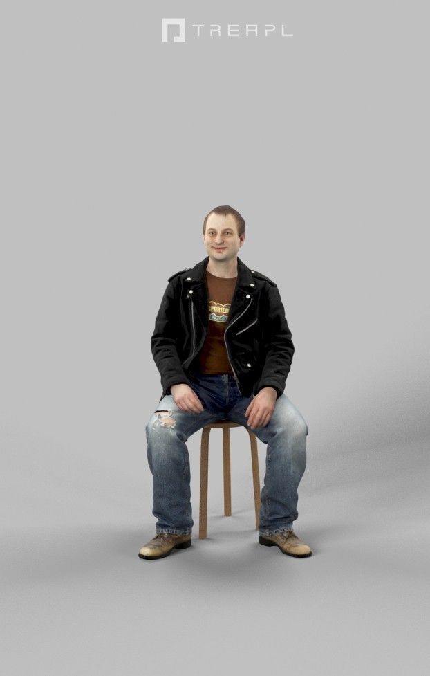 3d crowds and Victory Punk Rocker midground Sitting Man 3D Model Collection_17