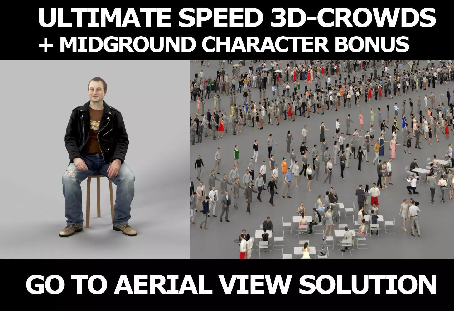 3d crowds and Victory Punk Rocker midground Sitting Man 3D Model Collection_0