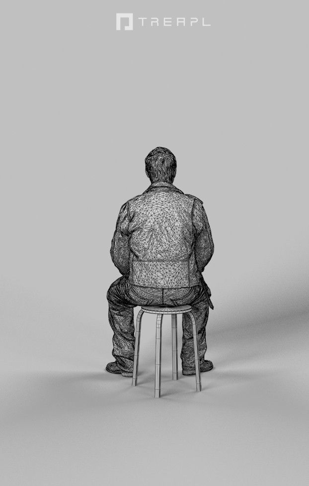 3d crowds and Victory Punk Rocker midground Sitting Man 3D Model Collection_19