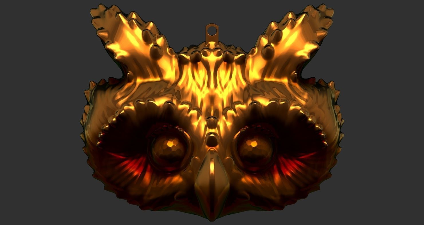 Owl face 3D print model_5