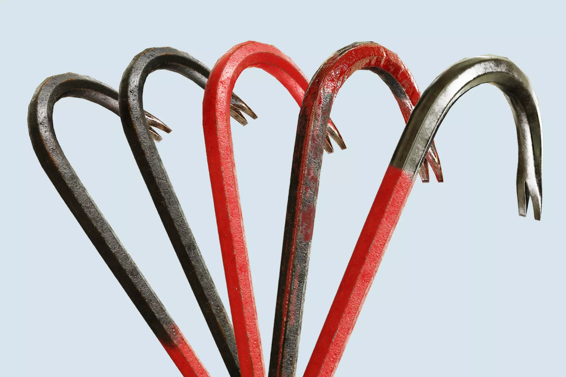 Crowbar Collection Low Poly Game Ready model cane Low-poly 3D model_0