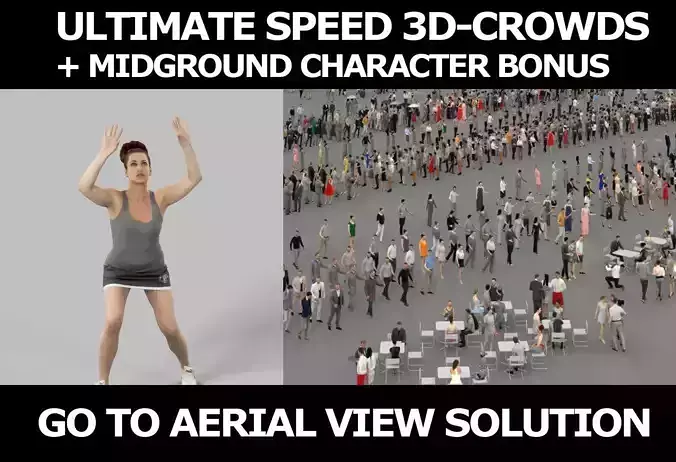 3d crowds and midground Yearn sports Volleyball woman 3D Model Collection