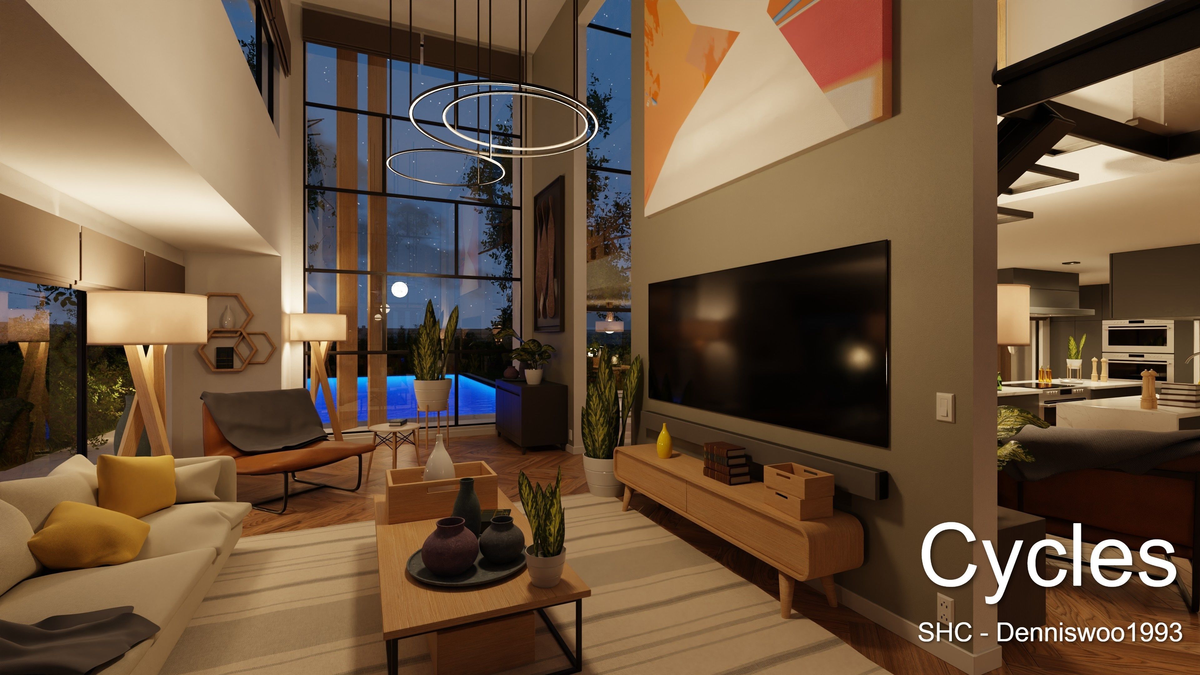 Modern villa 2021 Blender Eevee and Cycles 2 Low-poly 3D model_4