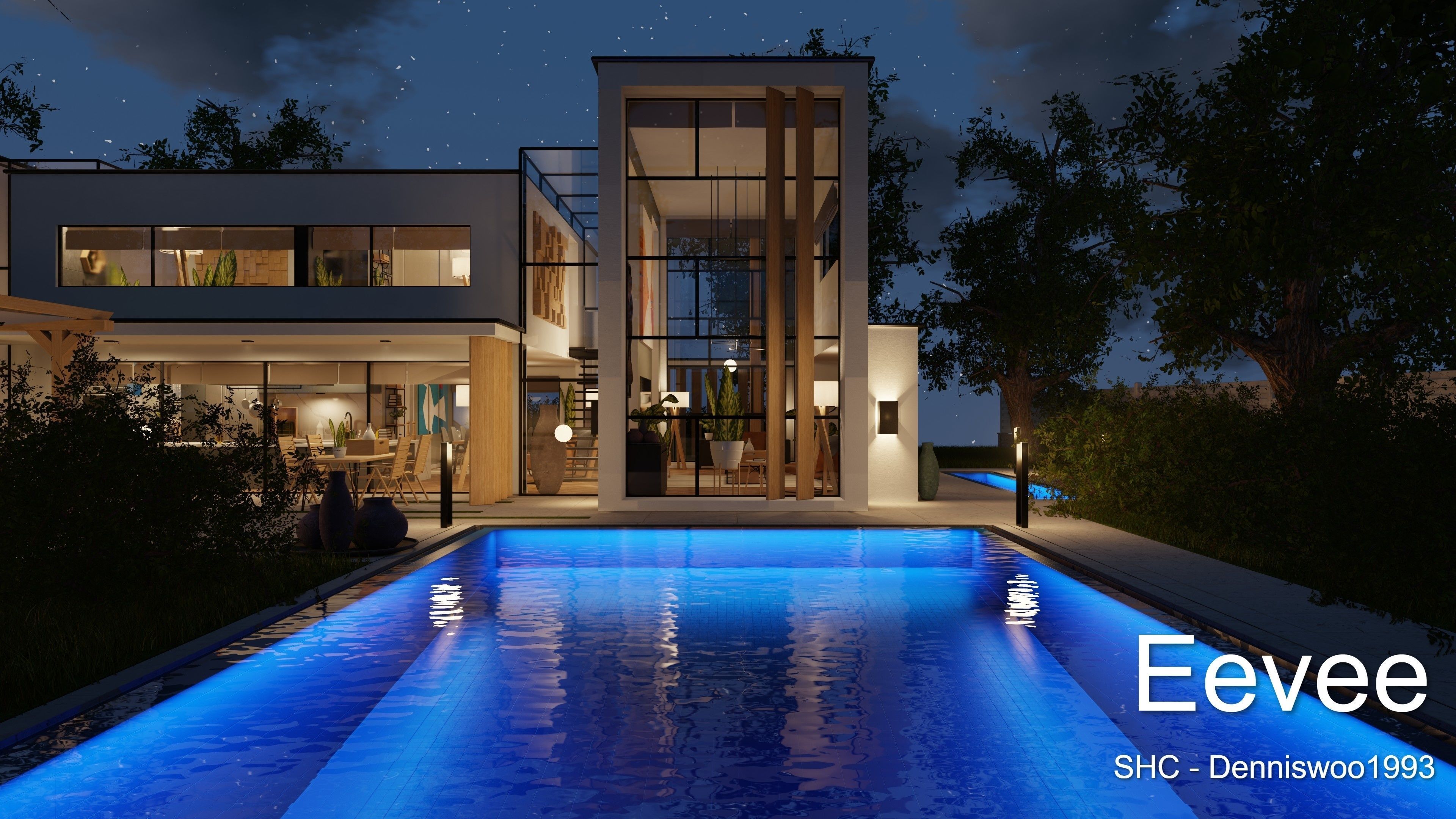 Modern villa 2021 Blender Eevee and Cycles 2 Low-poly 3D model_43