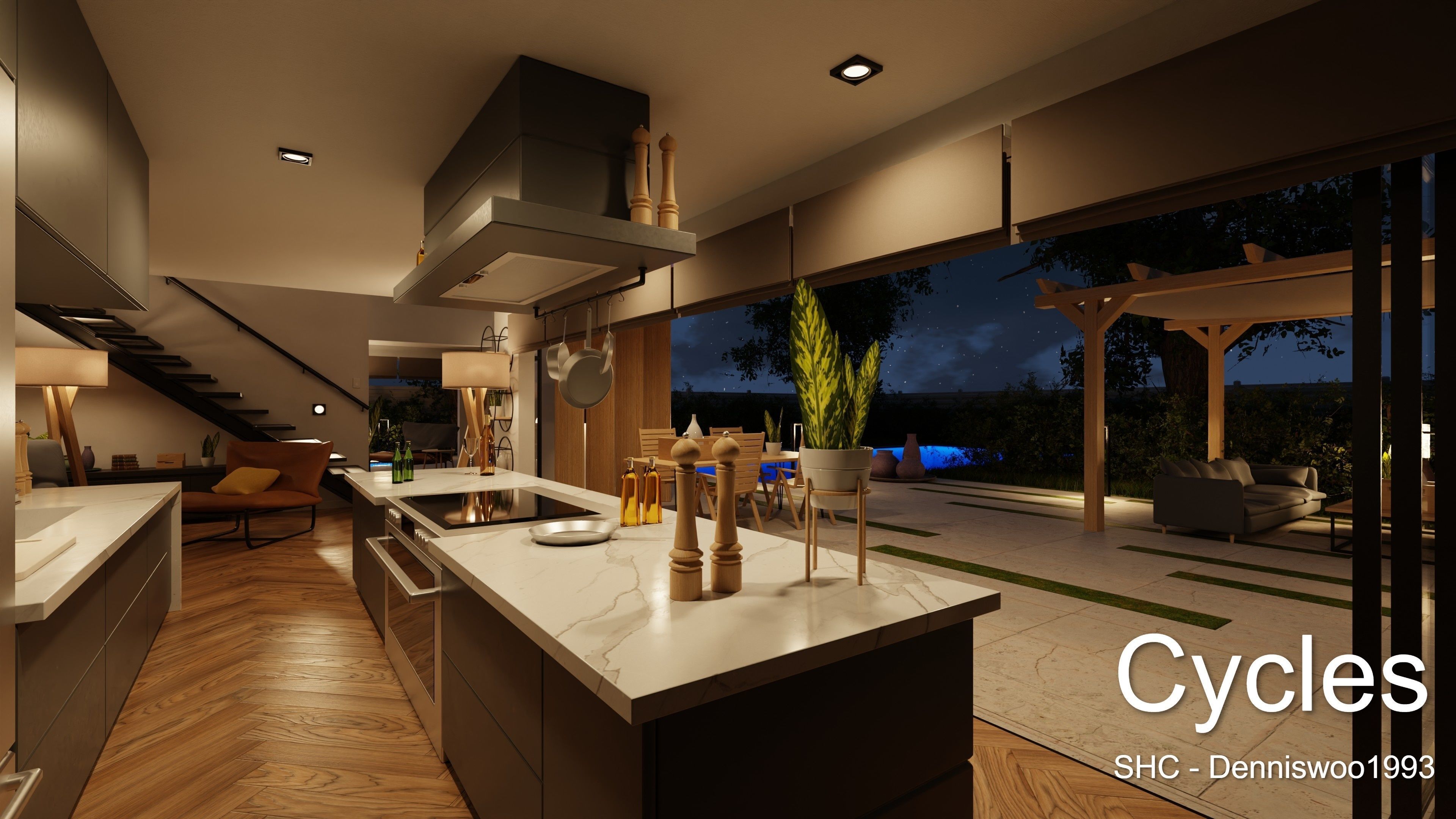 Modern villa 2021 Blender Eevee and Cycles 2 Low-poly 3D model_24