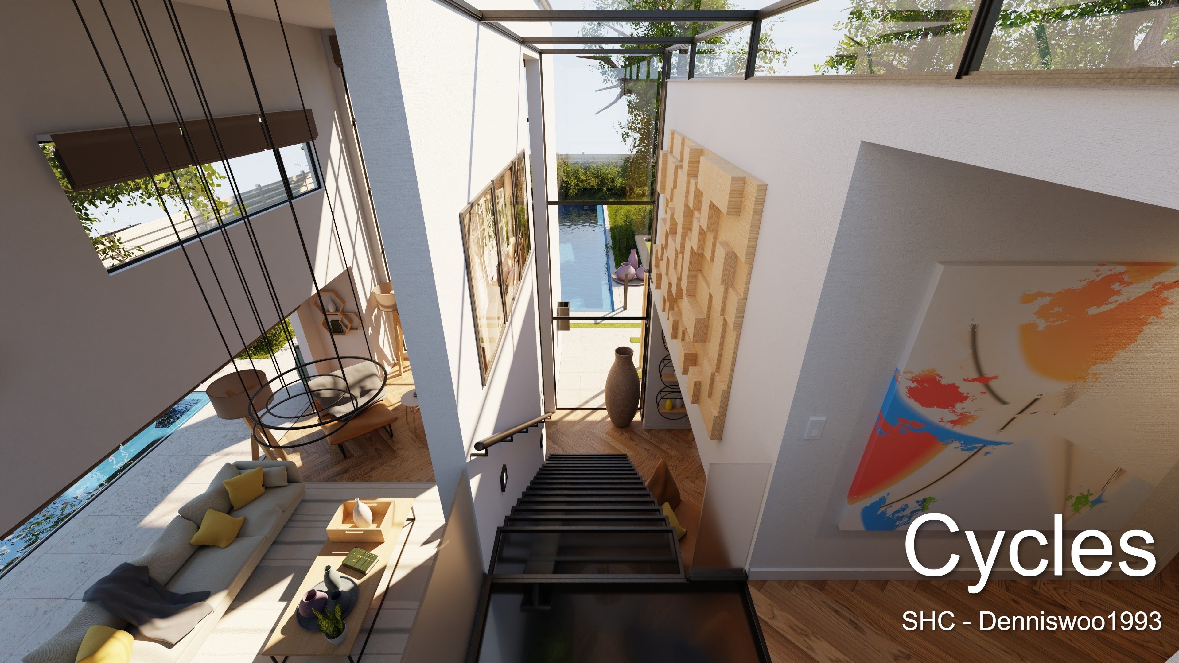 Modern villa 2021 Blender Eevee and Cycles 2 Low-poly 3D model_14