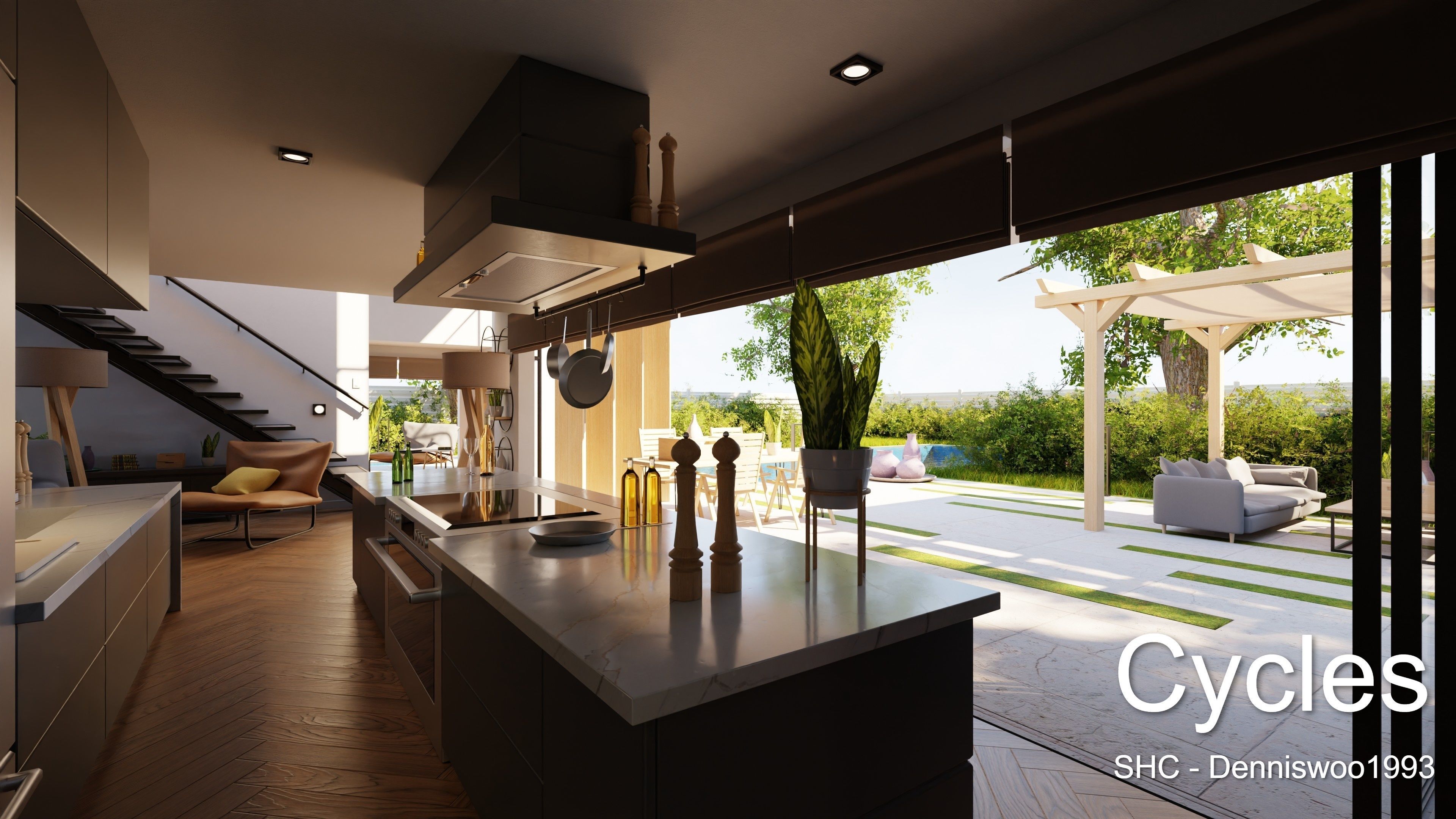 Modern villa 2021 Blender Eevee and Cycles 2 Low-poly 3D model_22