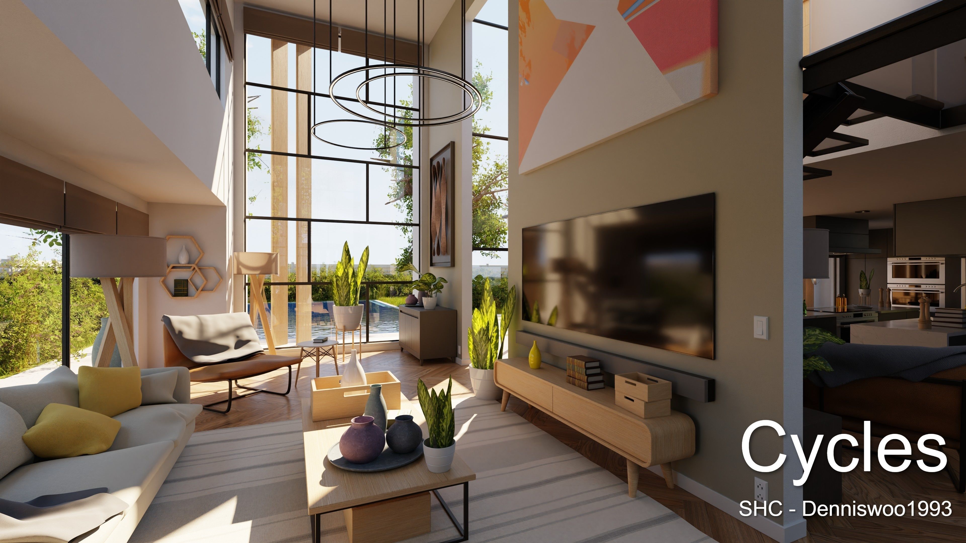 Modern villa 2021 Blender Eevee and Cycles 2 Low-poly 3D model_2