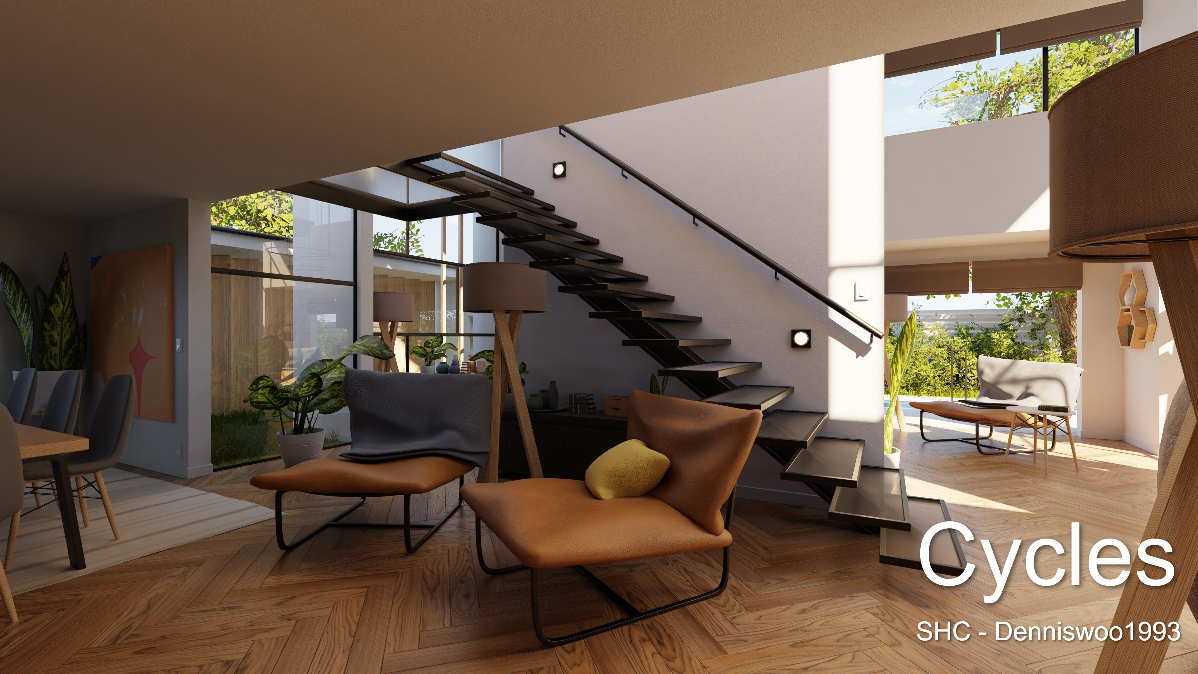 Modern villa 2021 Blender Eevee and Cycles 2 Low-poly 3D model_7