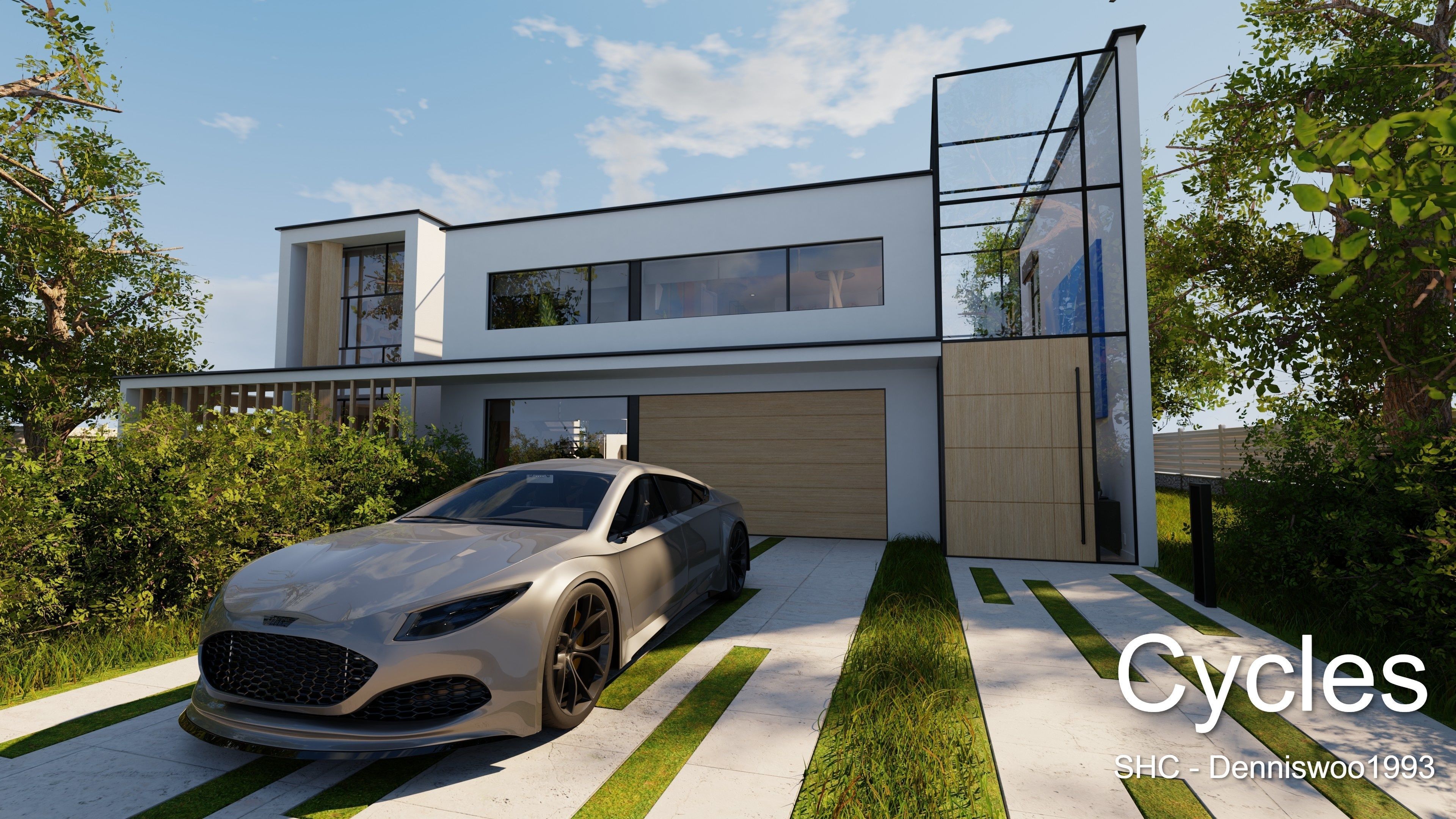 Modern villa 2021 Blender Eevee and Cycles 2 Low-poly 3D model_11