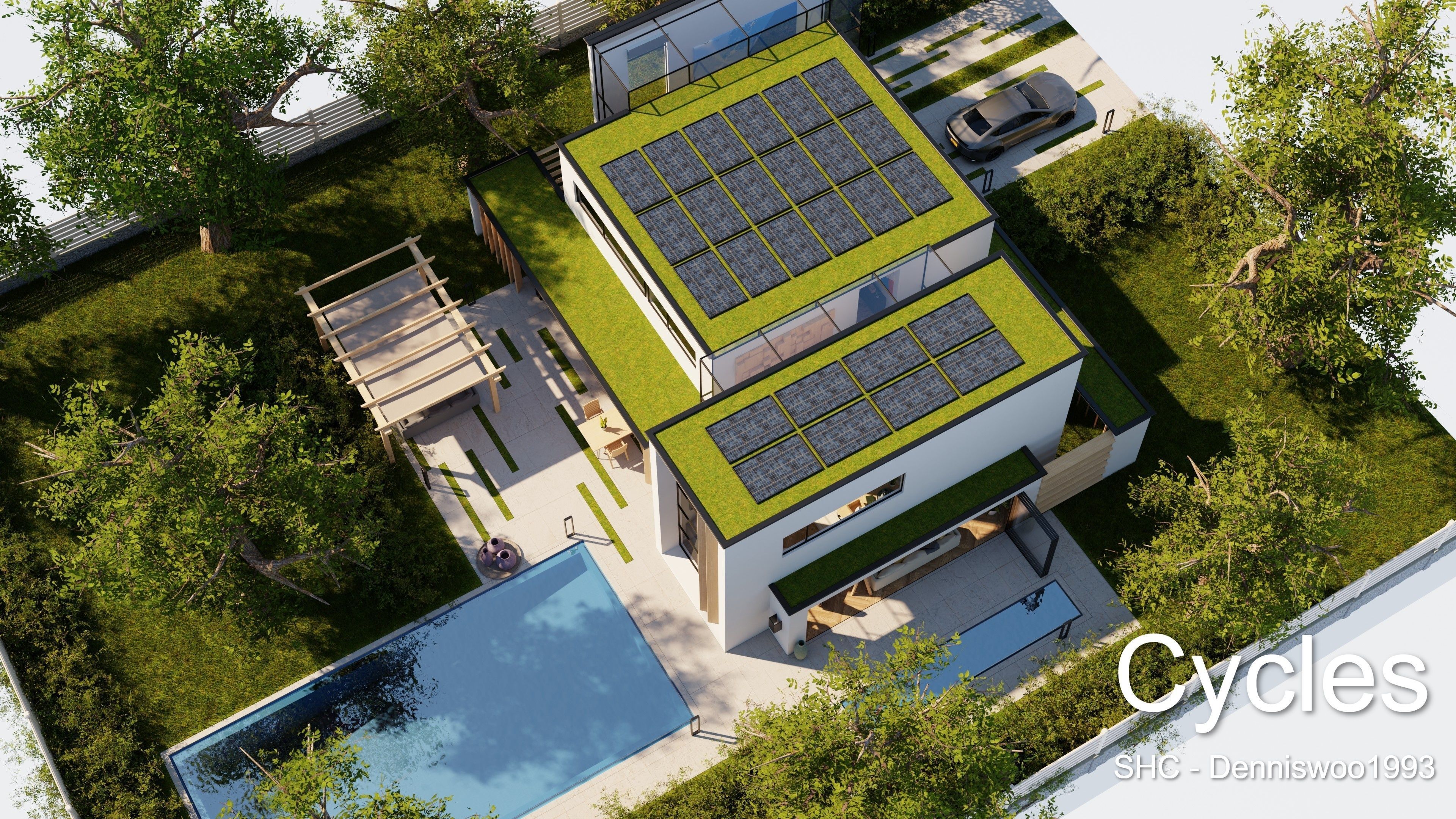 Modern villa 2021 Blender Eevee and Cycles 2 Low-poly 3D model_18