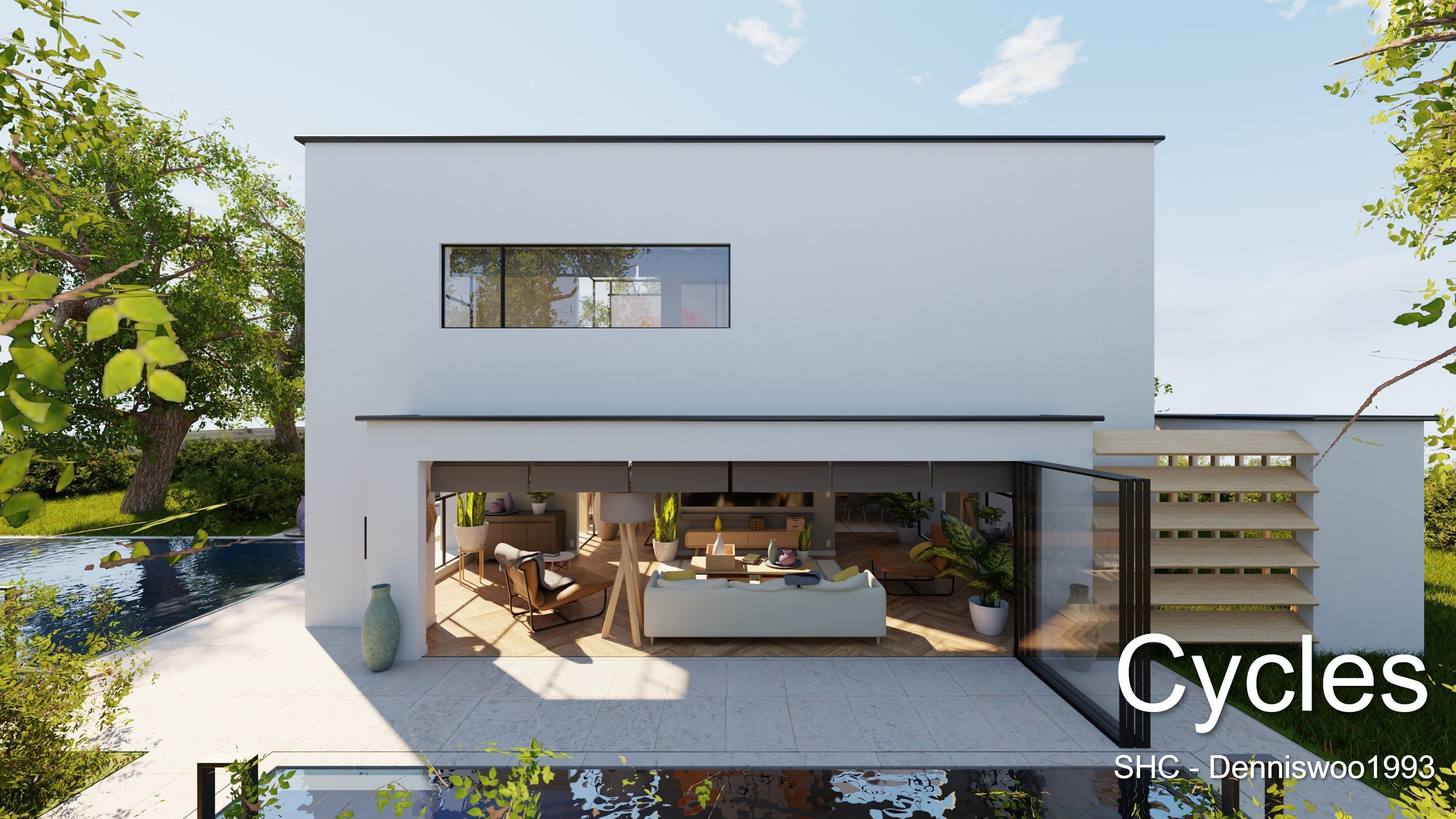 Modern villa 2021 Blender Eevee and Cycles 2 Low-poly 3D model_15